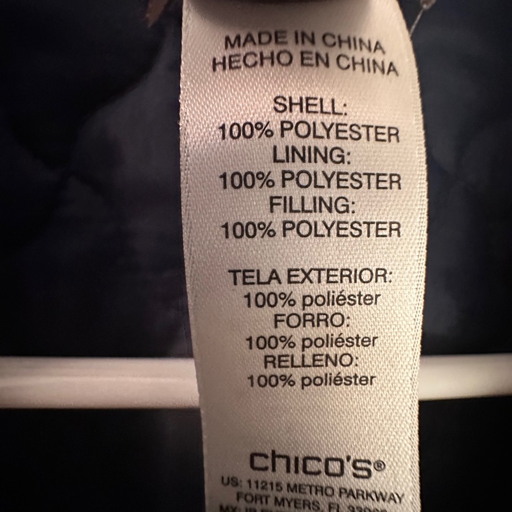 NWOT Chico’s Floral Print Navy Gray Light Puffer Reversible Jacket Sz 3 (XL/16) - Picture 10 of 12